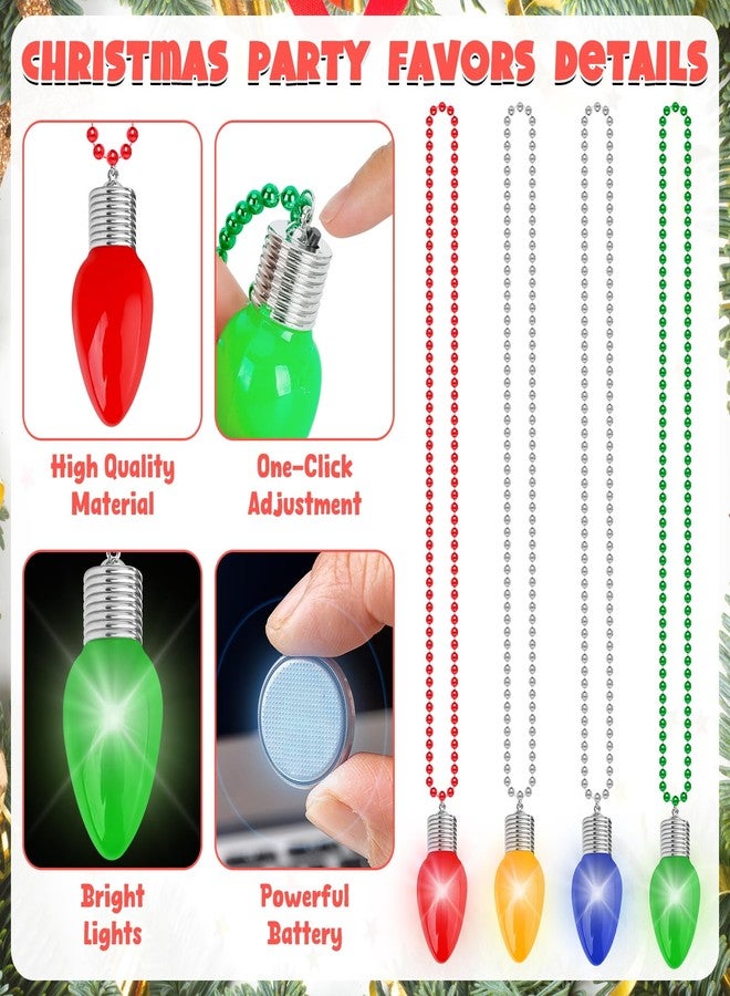 Traplace 12PCS Christmas Necklace Light Up, 3 Modes Bead Chain Christmas Accessories, 4 Colors Bulk Bead Necklace, Xmas Party Favors for Ugly Sweater Parties Holiday Celebrations, Festive Gift Supplies - Image 3